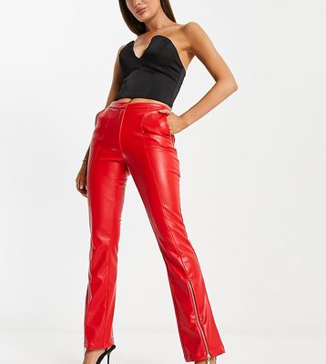 ASYOU PU tailored puddle flared pants in red - part of a set