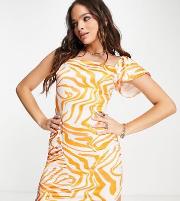ASYOU satin mini dress in orange zebra print-Multi