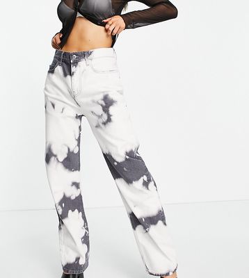ASYOU tie dye puddle straight jeans with butterfly print-Multi