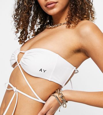 ASYOU tie front bandeau top in white - WHITE