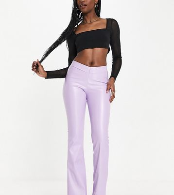 ASYOU v waist PU pants in lilac-Pink