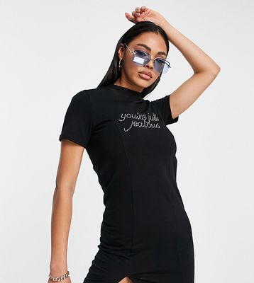 ASYOU 'you're just jealous' graphic hot fix t-shirt dress in black