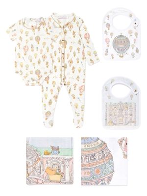 Atelier Choux balloon print pyjamas, romper, blankets and bibs set - White