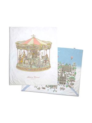 Atelier Choux carousel and Paris print two changing mats set - White