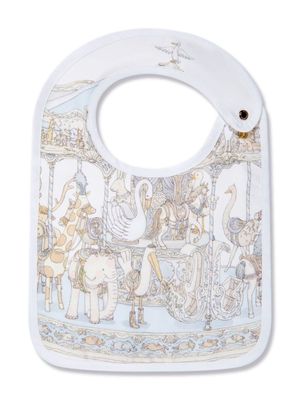 Atelier Choux Carousel-print organic-cotton bib - Blue