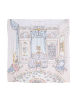 Atelier Choux French Bedroom-print cotton blanket - White