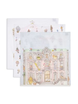 Atelier Choux graphic-print blanket set - White