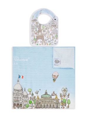 Atelier Choux Paris-print blanket set - Blue