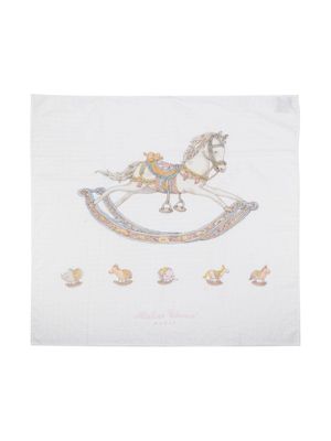 Atelier Choux Rocking Horse organic cotton blanket - White