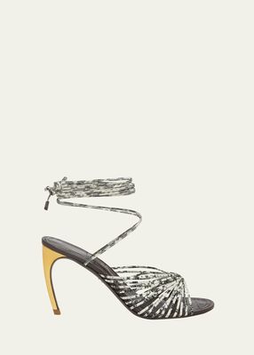 Atena Caged Ankle-Wrap Sandals