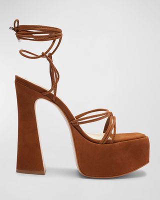 Athena Suede Ankle-Tie Platform Sandals