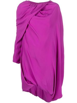 Atlein asymmetric draped silk-blend dress - Purple