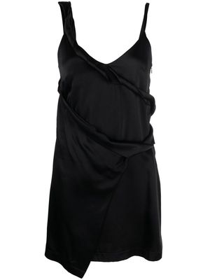 Atlein asymmetric satin mini dress - Black