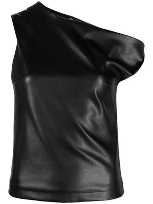 Atlein faux-leather off-shoulder top - Black