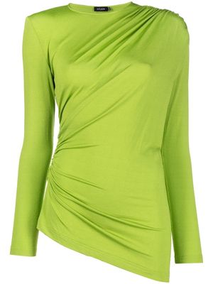 Atlein gathered long-sleeve jersey top - Green