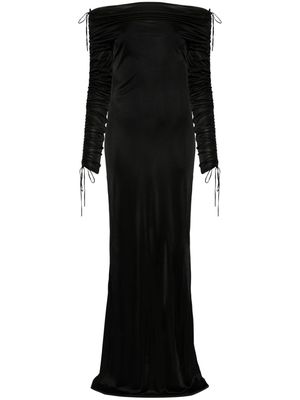 Atlein off-shoulder ruched gown - Black