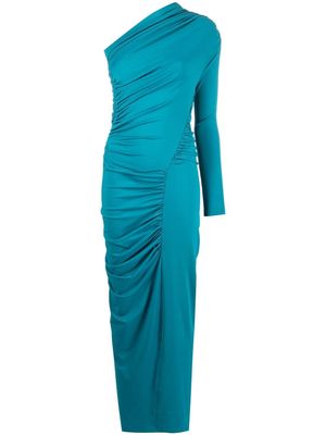 Atlein ruched asymmetric maxi dress - Blue