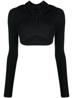Atlein ruched jersey cropped blouse - Black