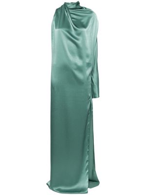 Atlein single-sleeve draped gown - Green
