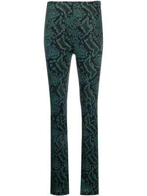 Atlein snakeskin-print flared trousers - Green