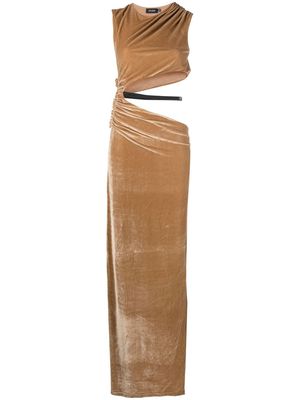 Atlein velvet cut-out maxi dress - Neutrals