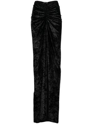 Atlein velvet-finish ruched-detailing skirt - Black