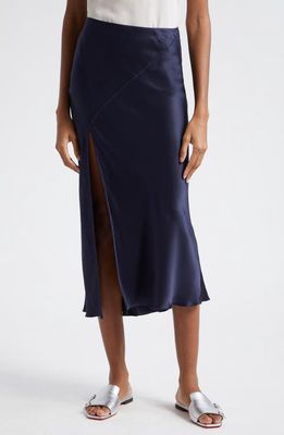 ATM Anthony Thomas Melillo Bias Cut Silk Charmeuse Midi Skirt in Ink