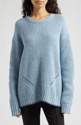 ATM Anthony Thomas Melillo Heather Merino Wool Blend Sweater in Heather Denim Blue
