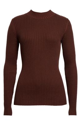 ATM Anthony Thomas Melillo Mock Neck Silk & Cotton Sweater in Chocolate