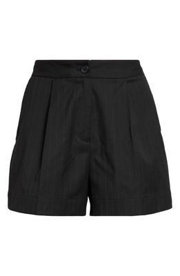 ATM Anthony Thomas Melillo Pinstripe Pleated Twill Shorts in Black