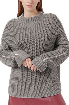 ATM Anthony Thomas Melillo Piped Wool Blend Funnel Neck Sweater in Heather Gr