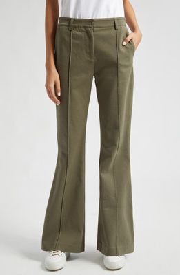 ATM Anthony Thomas Melillo Stretch Cotton Twill Flare Leg Pants in Oil Green