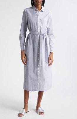 ATM Anthony Thomas Melillo Stripe Colorblock Long Sleeve Shirtdress in Chalk /Ink