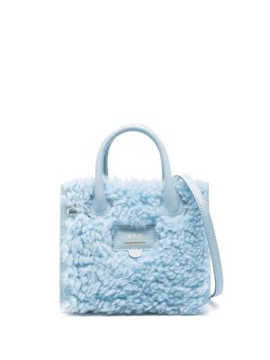 ATP Atelier logo-patch shearling tote bag - Blue