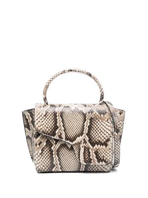 ATP Atelier snakeskin-effect leather tote bag - Neutrals