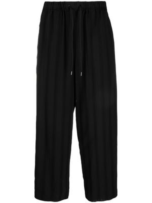 Attachment drawstring cotton-blend trousers - Black