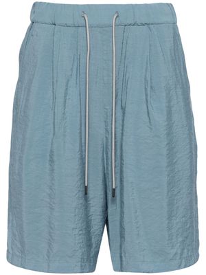 Attachment drawstring-waist straight-leg shorts - Blue