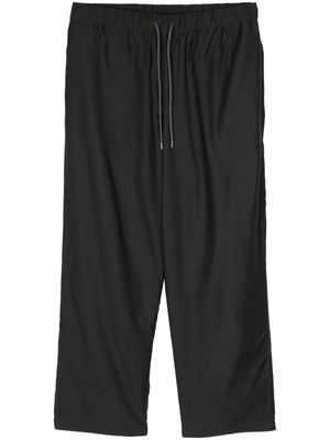 Attachment drawstring-waistband straight-leg trousers - Black