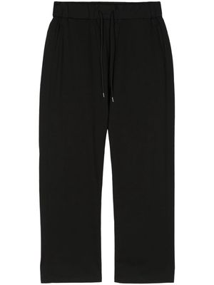 Attachment drawstring-waistband wide-leg trousers - Black