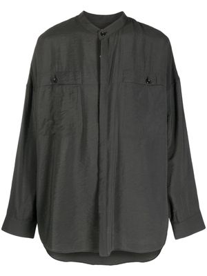 Attachment long-sleeve collarless shirt - Black
