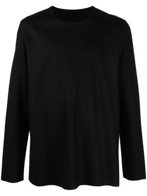 Attachment long-sleeved wool T-Shirt - Black