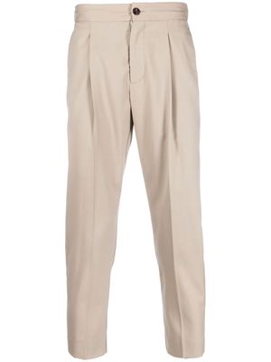 Attachment pleated cropped trousers - Neutrals