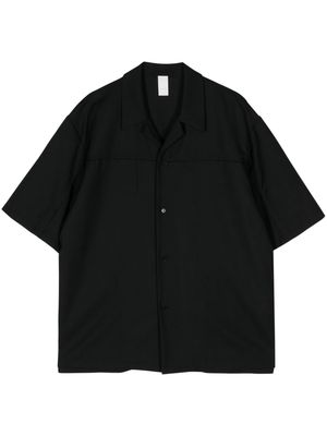 Attachment short-sleeve wool shirt - Black