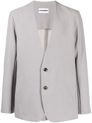 Attachment single-breasted long-sleeved blazer - Grey