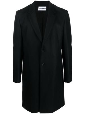 Attachment single-breasted wool coat - Black