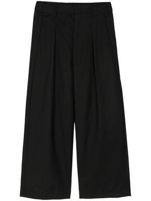 Attachment wide-leg pleated trousers - Black