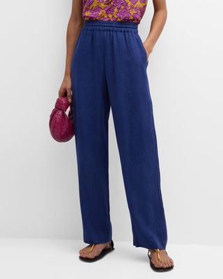 Atticus Straight-Leg Linen Pants