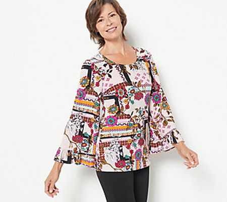 Attitudes by Renee Global Illusions Como Jersey Ruffle Tunic