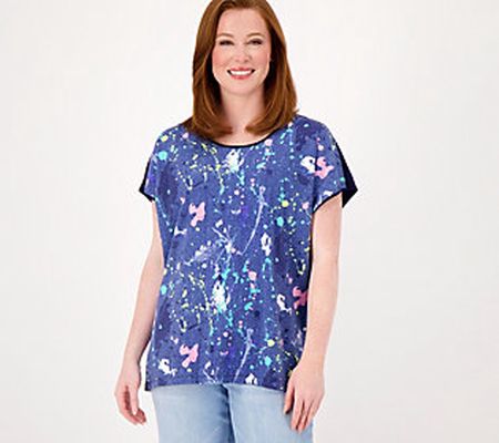 Attitudes by Renee Mixed Media Dolman Sleeve Top