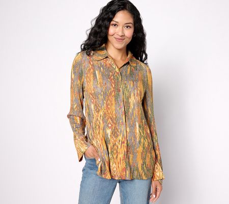 Attitudes by Renee Printed Godet Shacket